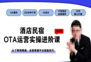 酒店民宿OTA运营实操进阶课,从了解到精通,全面掌握平台操盘技巧-林文副业站