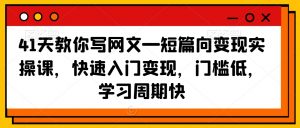 41天教你写网文—短篇向变现实操课,快速入门变现,门槛低,学习周期快-林文副业站