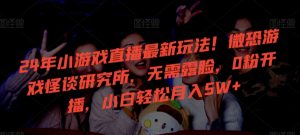 24年小游戏直播最新玩法！微恐游戏怪谈研究所，无需露脸，0粉开播，小白轻松月入5W+【揭秘】-林文副业站