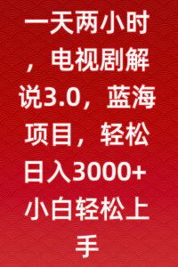 一天两小时,电视剧解说3.0,蓝海项目,轻松日入3000+小白轻松上手【揭秘】-林文副业站