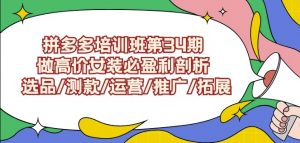 拼多多培训班第34期：做高价女装必盈利剖析选品/测款/运营/推广/拓展-林文副业站