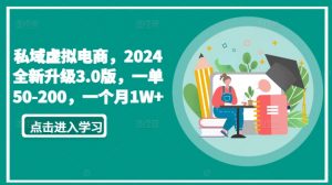 私域虚拟电商，2024全新升级3.0版，一单50-200，一个月1W+【揭秘】-林文副业站