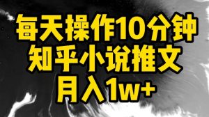 每天操作10分钟，知乎小说推文月入1w+【揭秘】-林文副业站