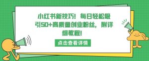 小红书新技巧，每日轻松吸引50+高质量创业粉丝，附详细教程【揭秘】-林文副业站