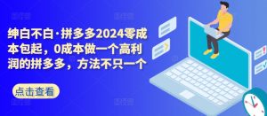拼多多2024零成本包起，0成本做一个高利润的拼多多，方法不只一个-林文副业站