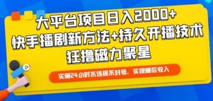 大平台项目日入2000+,快手播剧新方法+持久开播技术,狂撸磁力聚星【揭秘】-林文副业站