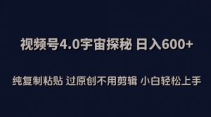 视频号4.0宇宙探秘，日入600多纯复制粘贴过原创不用剪辑小白轻松操作【揭秘】-林文副业站