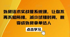 外贸话术实战营系统课,让你不再不知所措,减少试错时间,脱变成外贸拿单达人-林文副业站