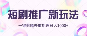 短剧推广新玩法，不剪辑，工具助力一键过原创，日入1000+【揭秘】-林文副业站