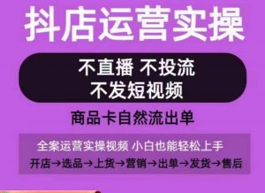 抖店运营实操课,从0-1起店视频全实操,不直播、不投流、不发短视频,商品卡自然流出单-林文副业站