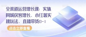 全渠道运营增长课：实体同城获客增长、小红薯实操玩法、直播带货0-1-林文副业站