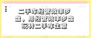 二手车经营效率罗盘,用经营效率罗盘玩转二手车生意-林文副业站