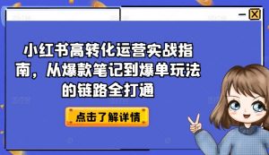 小红书高转化运营实战指南，从爆款笔记到爆单玩法的链路全打通-林文副业站