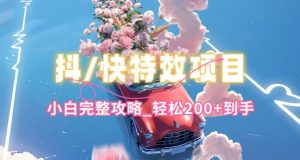 抖音快手双平台特效教程，玩法简单，小白完整攻略，轻松100+到手【揭秘】-林文副业站