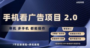 手机看广告项目2.0，单机多手机都能操作，7节实操课程+养机教程【揭秘】-林文副业站