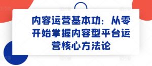 内容运营基本功:从零开始掌握内容型平台运营核心方法论-林文副业站