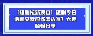 【短剧拉新项目】短剧今日话题文案应该怎么写？大佬经验分享-林文副业站
