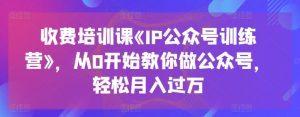 收费培训课《IP公众号训练营》，从0开始教你做公众号，轻松月入过万-林文副业站