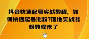 抖音快速起号实战教程，如何快速起号涨粉?落地实战涨粉教程来了-林文副业站