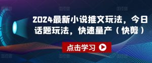 2024最新小说推文玩法，今日话题玩法，快速量产(快剪)-林文副业站
