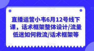 直播运营小韦6月12号线下课，话术框架整体设计/流量低迷如何救流/话术框架等-林文副业站