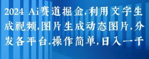 2024 Ai赛道掘金,利用文字生成视频,图片生成动态图片,分发各平台,操作简单,日入1k【揭秘】-林文副业站