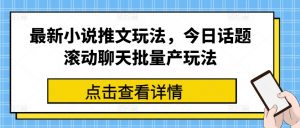 最新小说推文玩法，今日话题滚动聊天批量产玩法-林文副业站