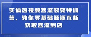 实体短视频客流裂变特训营，教你零基础源源不断获取客流到店-林文副业站