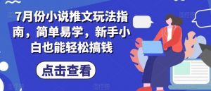 7月份小说推文玩法指南，简单易学，新手小白也能轻松搞钱-林文副业站