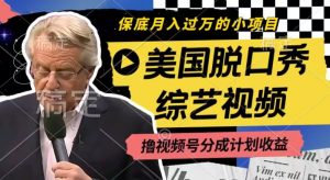 利用美国脱口秀综艺视频，撸视频号分成计划收益，每天只需一小时，月入过W【揭秘】-林文副业站