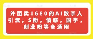 外面卖1680的AI数字人引流，S粉，情感，国学，创业粉等全通用-林文副业站