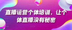 直播运营个体培训，让个体直播没有秘密，起号、货源、单品打爆、投流等玩法-林文副业站