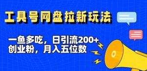 一鱼多吃，日引流200+创业粉，全平台工具号，网盘拉新新玩法月入5位数【揭秘】-林文副业站