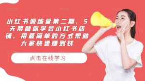 小红书训练营第二期，5天帮助你学会小红书店铺，用最简单的方式帮助大家快速赚到钱-林文副业站