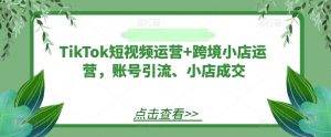 TikTok短视频运营+跨境小店运营,账号引流、小店成交-林文副业站