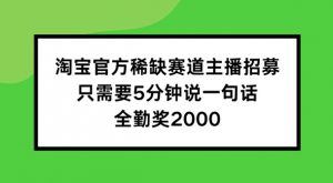 淘宝官方稀缺赛道主播招募 ,只需要5分钟说一句话, 全勤奖2000【揭秘】-林文副业站