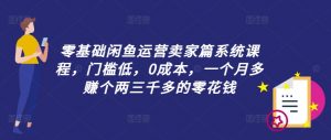 零基础闲鱼运营卖家篇系统课程，门槛低，0成本，一个月多赚个两三千多的零花钱-林文副业站