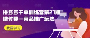 拼多多千单训练营第27期微付费—商品推广玩法-林文副业站