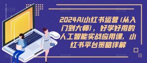 2024AI小红书运营(从入门到大师)，好学好用的人工智能实战应用课，小红书平台策略详解-林文副业站