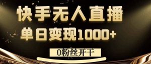 0粉丝开干，快手无人直播，单日变现1k+【揭秘】-林文副业站