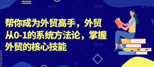 帮你成为外贸高手,外贸从0-1的系统方法论,掌握外贸的核心技能-林文副业站