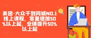 美团·大众干到同城NO.1线上课程,客量增加50%以上起,业绩提升50%以上起-林文副业站