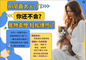 小红书AI宠物卖惨打工项目，一键生成轻松爆热门，专撩温柔多金小姐姐，私域转化率超高-林文副业站