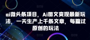 ai微头条项目，Ai图文变现最新玩法，一天生产上千条文章，每篇过原创的玩法-林文副业站
