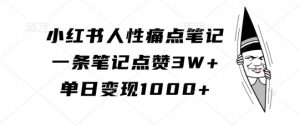 小红书人性痛点笔记,一条笔记点赞3W+,单日变现1k-林文副业站