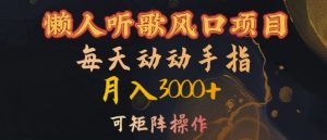 懒人听歌风口项目,每天动动手指月入3000+,可矩阵操作【揭秘】-林文副业站