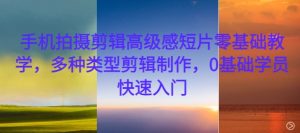 手机拍摄剪辑高级感短片零基础教学，多种类型剪辑制作，0基础学员快速入门-林文副业站