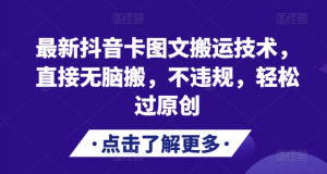 最新抖音卡图文搬运技术，直接无脑搬，不违规，轻松过原创-林文副业站