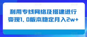 利用专线网络及搭建进行变现1.0版本稳定月入2w+【揭秘】-林文副业站