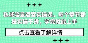 私域流量运营实操课,每个章节都是实操干货,学完就能上手-林文副业站